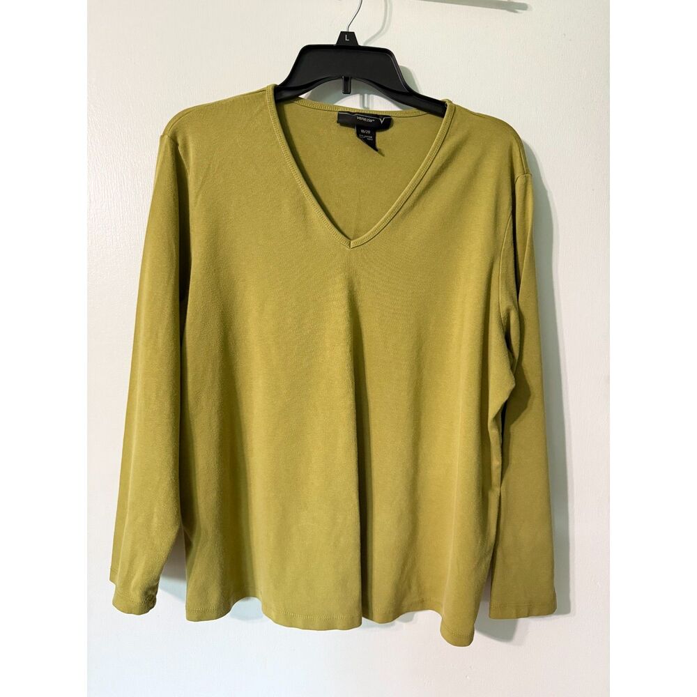 Chartreuse long sleeve top - thick material - 91% Cotton